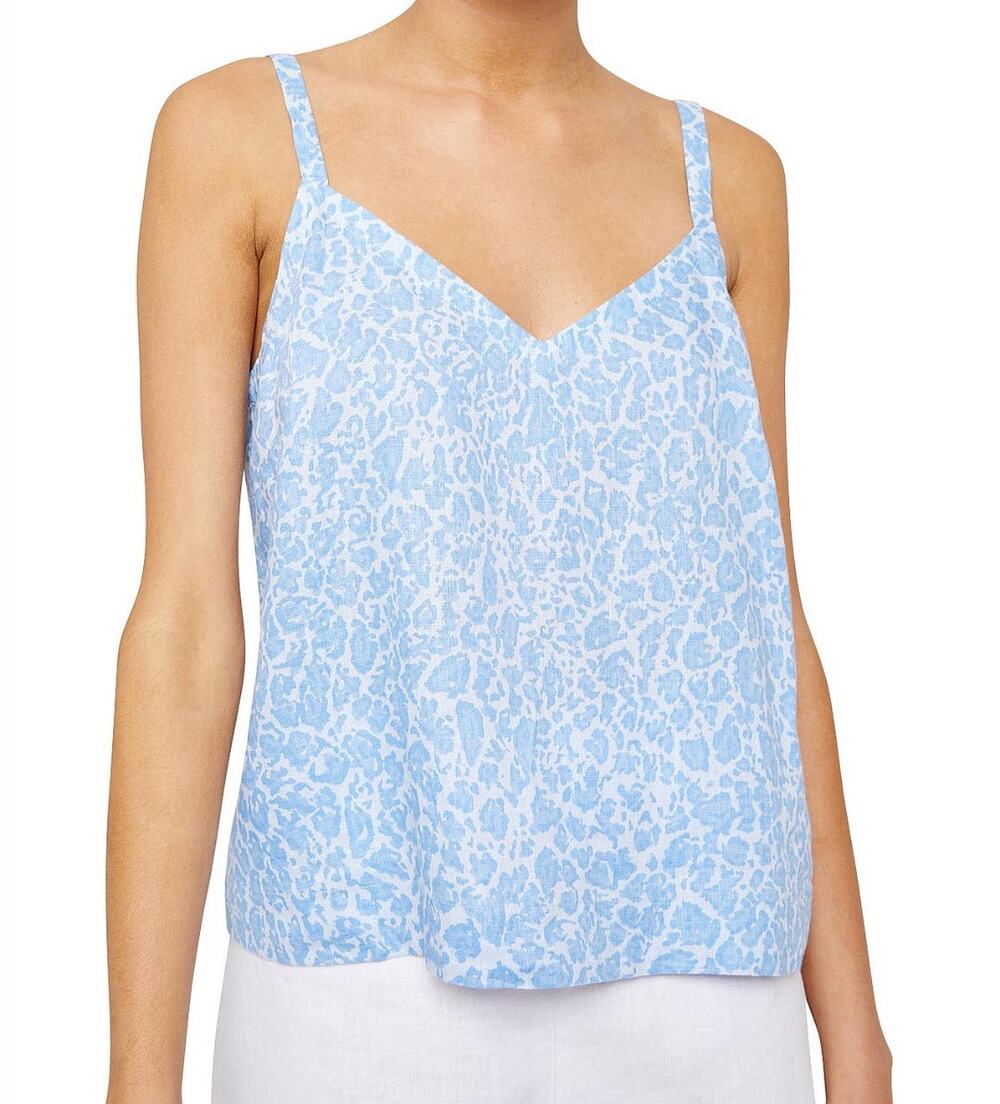 Aerie Size L Blue Leopard Print Cami Tank Adjustable Straps Stretch NWT